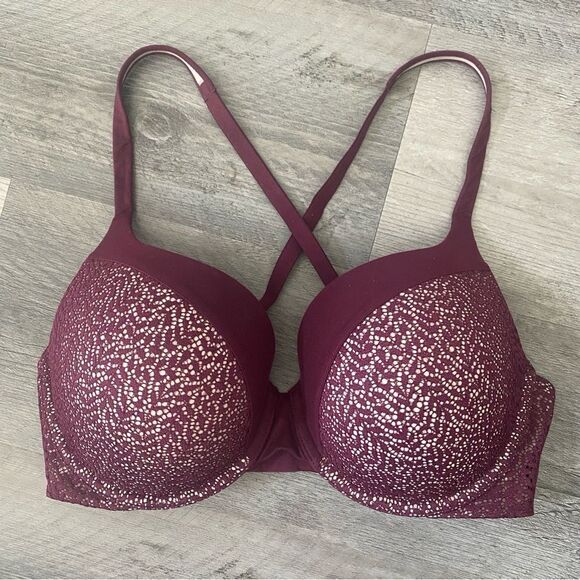 Victoria’s Secret 34DD Perfect Shape Bra Wine Purple Convertible Straps - Picture 3 of 10